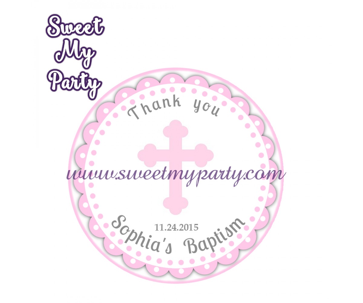 Girl Baptism stickers,Girl Christening thank you tags,(1)